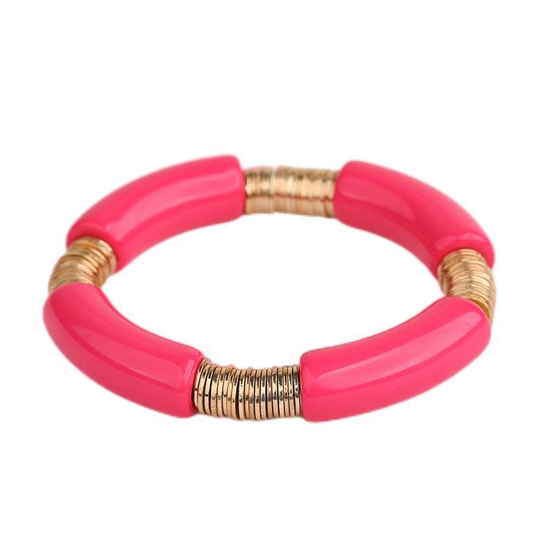 Simple Style Classic Style Round Arylic Metal Wholesale Bracelets