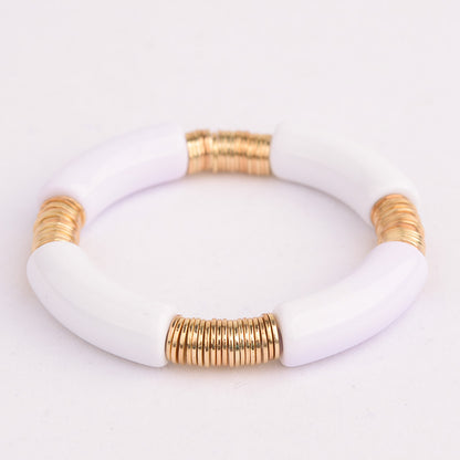 Simple Style Classic Style Round Arylic Metal Wholesale Bracelets