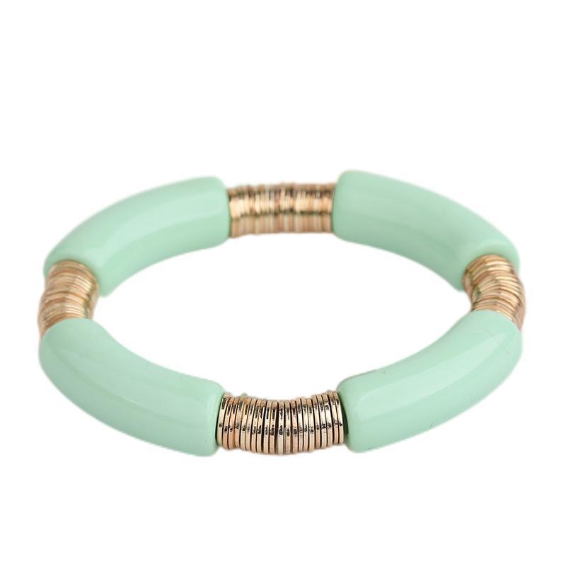 Simple Style Classic Style Round Arylic Metal Wholesale Bracelets