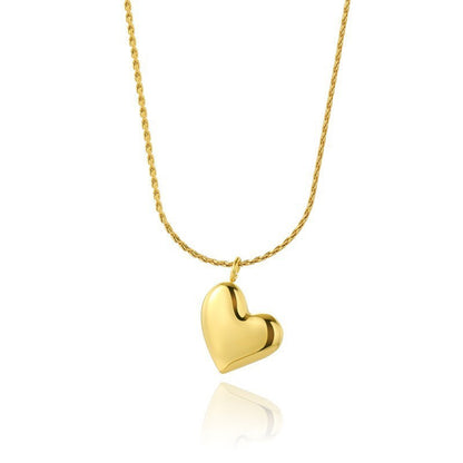 Sweet Heart Shape Stainless Steel Plating Inlay Shell Zircon 18k Gold Plated Pendant Necklace