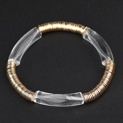 Casual Vacation Round Color Block Arylic Metal Wholesale Bracelets