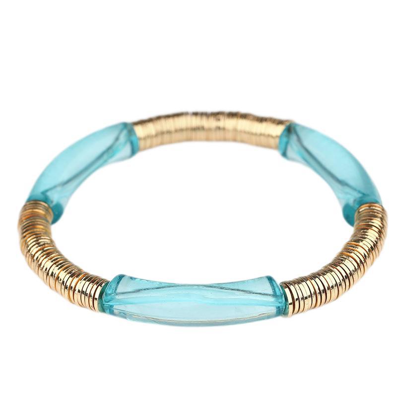 Casual Vacation Round Color Block Arylic Metal Wholesale Bracelets