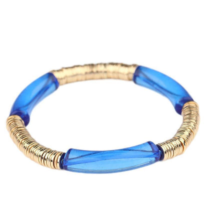 Casual Vacation Round Color Block Arylic Metal Wholesale Bracelets