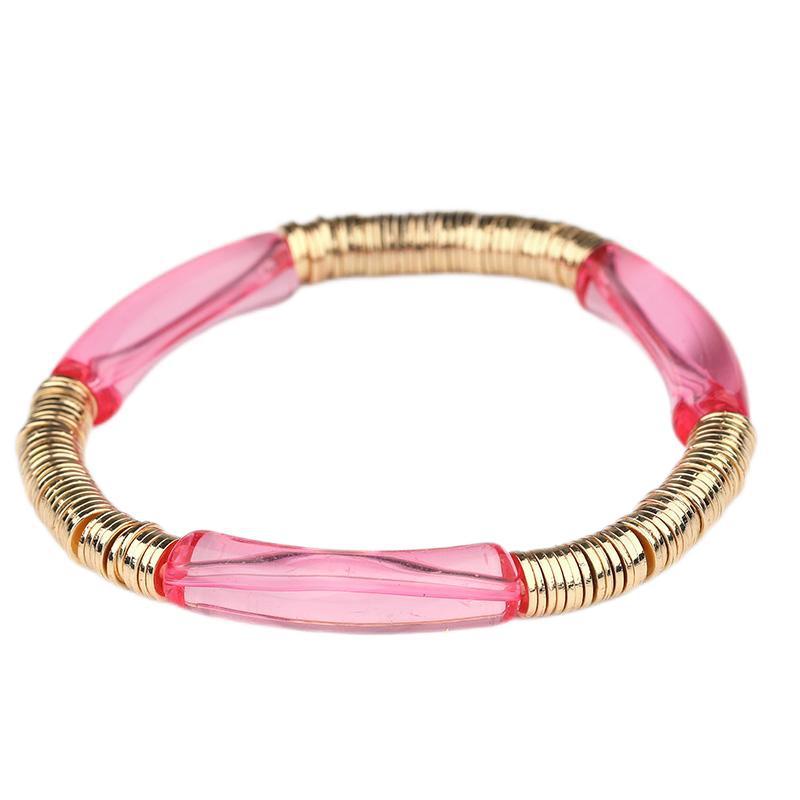 Casual Vacation Round Color Block Arylic Metal Wholesale Bracelets