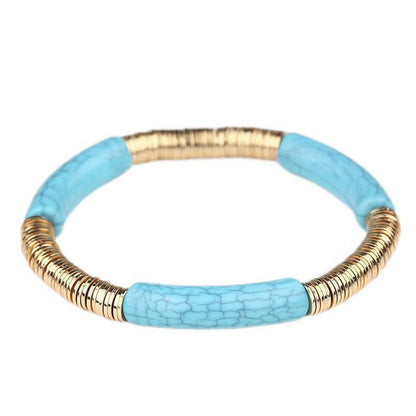 Casual Vacation Round Color Block Arylic Metal Wholesale Bracelets