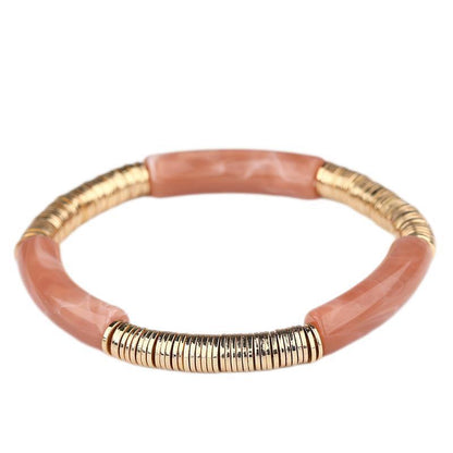 Casual Vacation Round Color Block Arylic Metal Wholesale Bracelets