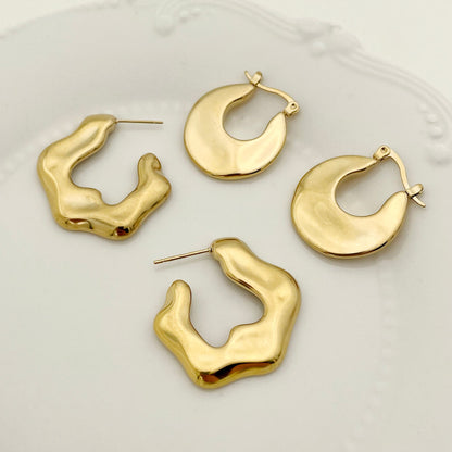 1 Pair Retro Geometric Plating Stainless Steel Gold Plated Earrings