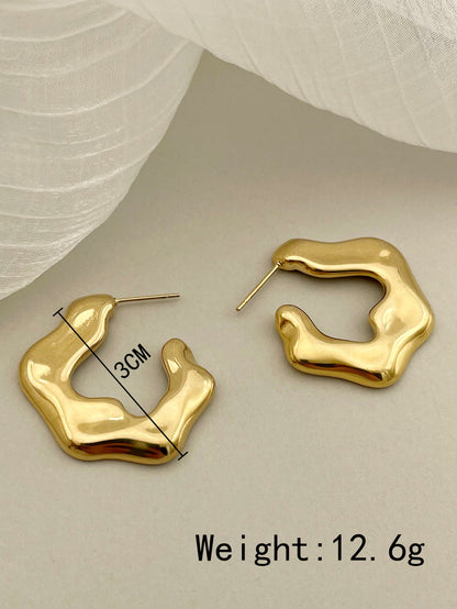 1 Pair Retro Geometric Plating Stainless Steel Gold Plated Earrings