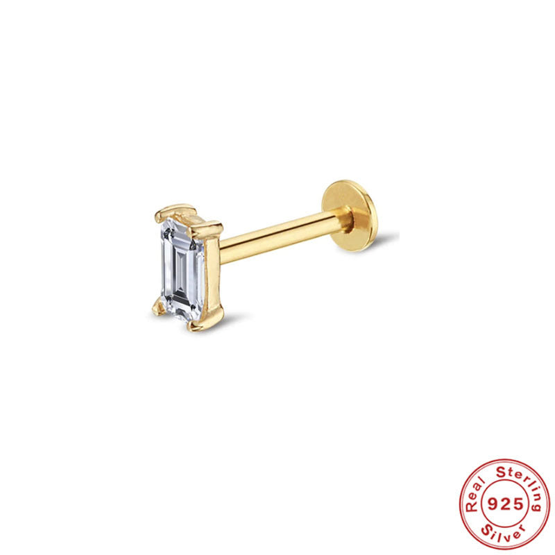 1 Piece Simple Style Commute Square Inlay Sterling Silver Zircon Ear Studs