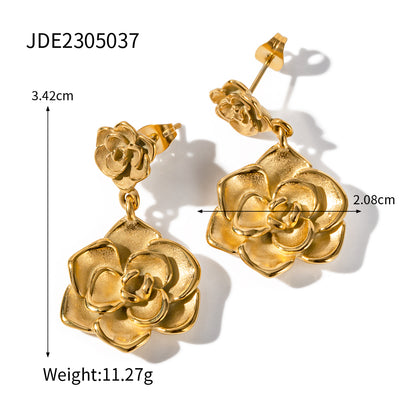 1 Pair Ig Style Rose Plating Stainless Steel 18k Gold Plated Dangling Earrings