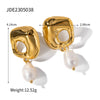 1 Pair Elegant Irregular Irregular Plating Stainless Steel Freshwater Pearl 18k Gold Plated Drop Earrings