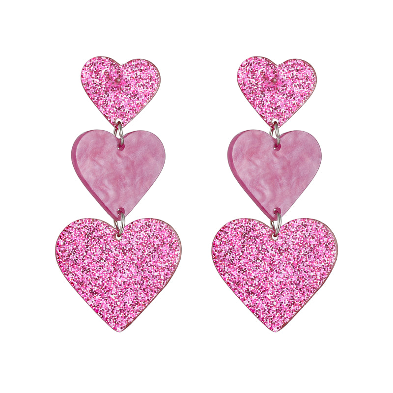 Sweet Heart Shape Arylic Sequins Women's Drop Earrings