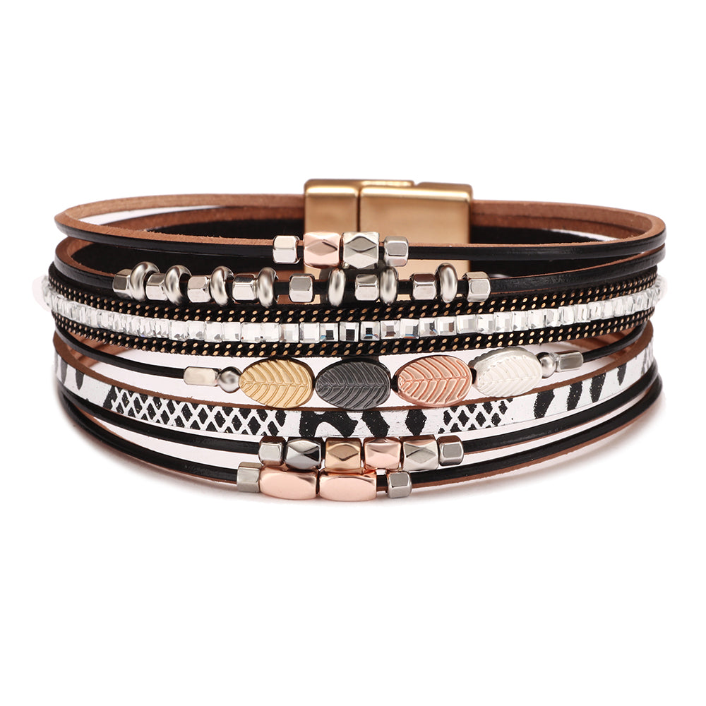 Casual Cross Pu Leather Alloy Braid Hollow Out Women's Men's Bracelets