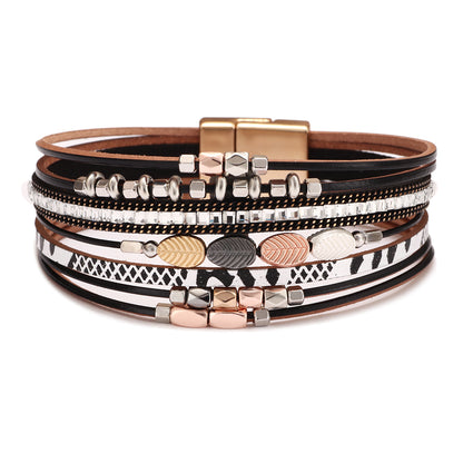 Casual Cross Pu Leather Alloy Braid Hollow Out Women's Men's Bracelets