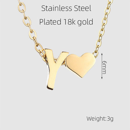 Casual French Style Letter Heart Shape Stainless Steel Plating 18k Gold Plated Pendant Necklace