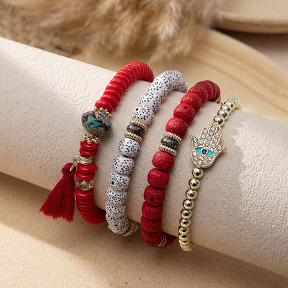 Bohemian Geometric Mixed Materials Beaded Artificial Pearls Shell Bracelets