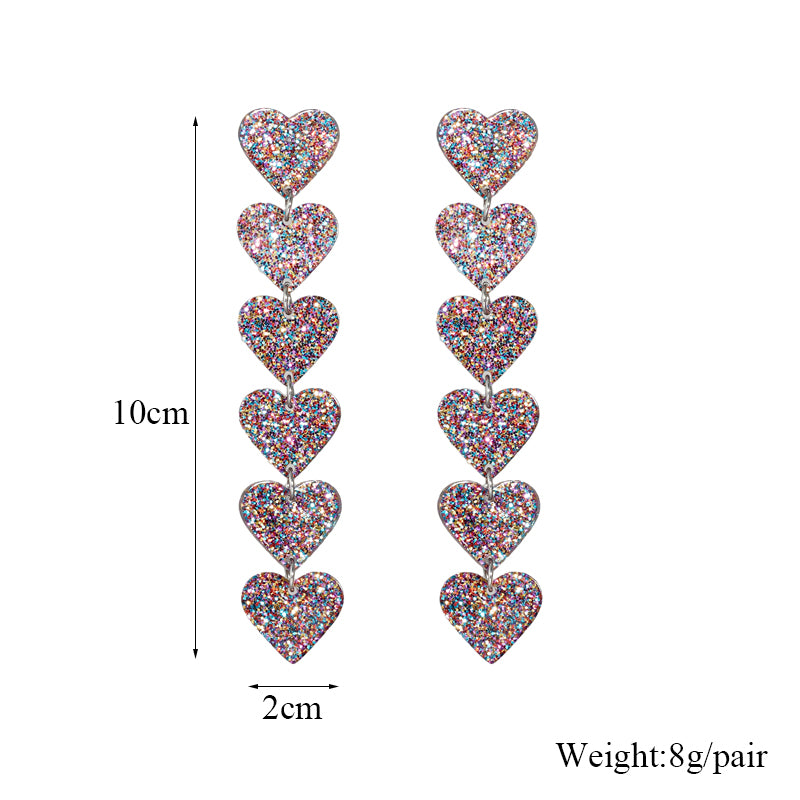 Sweet Heart Shape Arylic Sequins Women's Drop Earrings