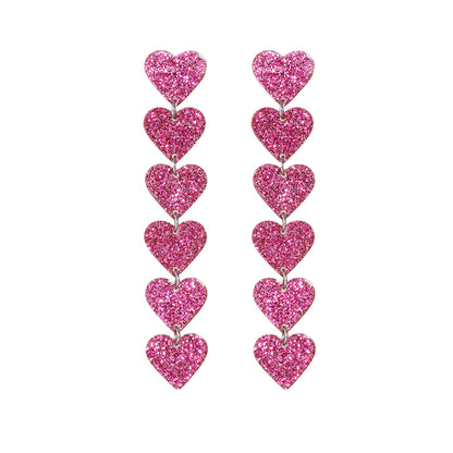 Sweet Heart Shape Arylic Sequins Women's Drop Earrings