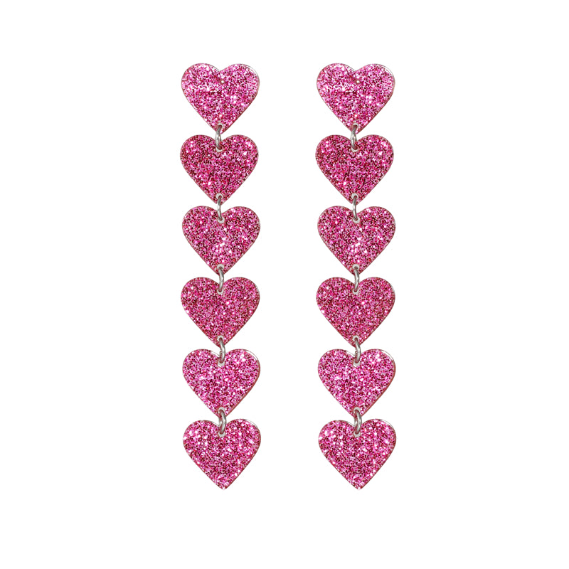 Sweet Heart Shape Arylic Sequins Women's Drop Earrings