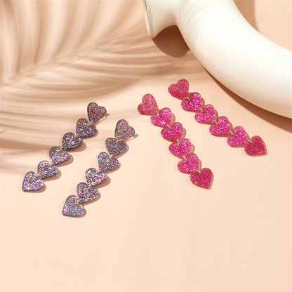 Sweet Heart Shape Arylic Sequins Women's Drop Earrings