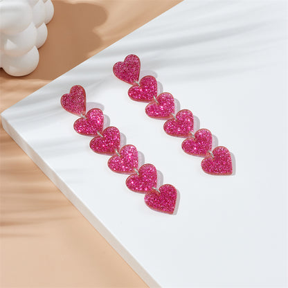 Sweet Heart Shape Arylic Sequins Women's Drop Earrings