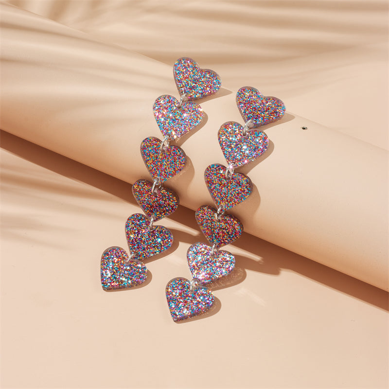 Sweet Heart Shape Arylic Sequins Women's Drop Earrings