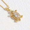 Luxurious Tortoise Copper Inlay Zircon 14k Gold Plated Pendant Necklace