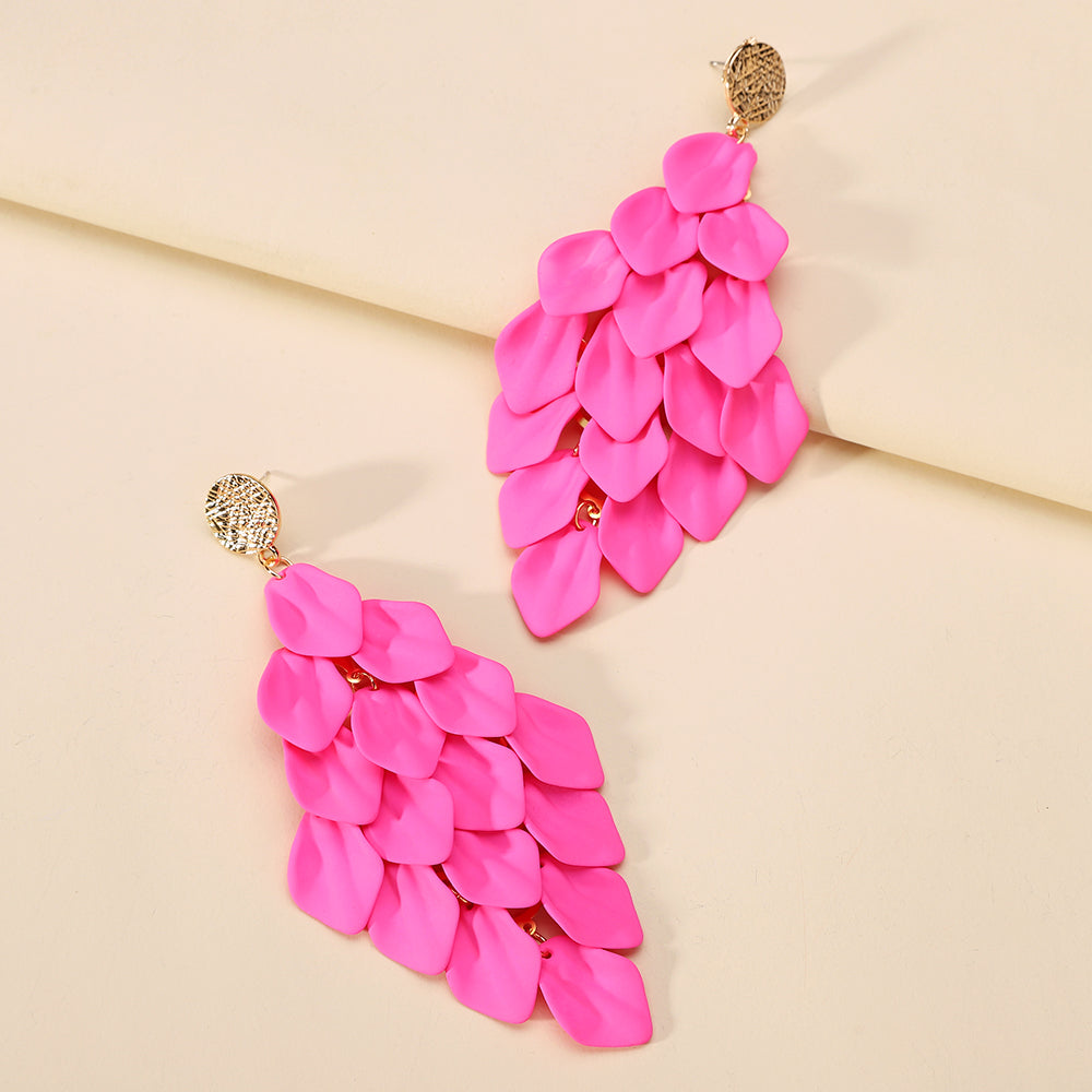 1 Pair Exaggerated Sweet Petal Arylic Zinc Alloy Dangling Earrings