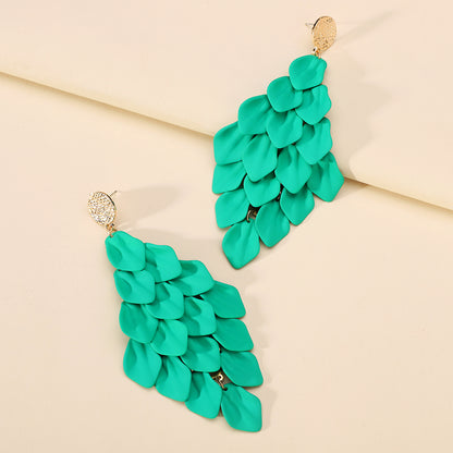 1 Pair Exaggerated Sweet Petal Arylic Zinc Alloy Dangling Earrings