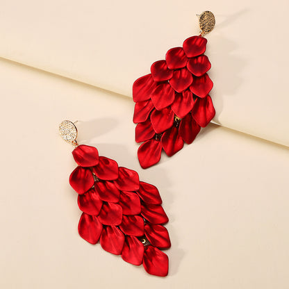 1 Pair Exaggerated Sweet Petal Arylic Zinc Alloy Dangling Earrings