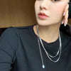 Simple Style Geometric Titanium Steel Inlay Artificial Pearls 18k Gold Plated Sweater Chain Long Necklace