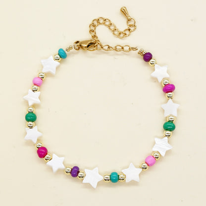 Cute Heart Shape Smiley Face Flower Freshwater Pearl Soft Clay Beaded Bracelets