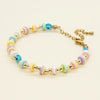 Cute Heart Shape Smiley Face Flower Freshwater Pearl Soft Clay Beaded Bracelets