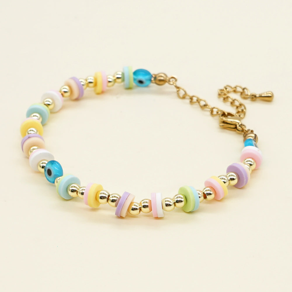 Cute Heart Shape Smiley Face Flower Freshwater Pearl Soft Clay Beaded Bracelets