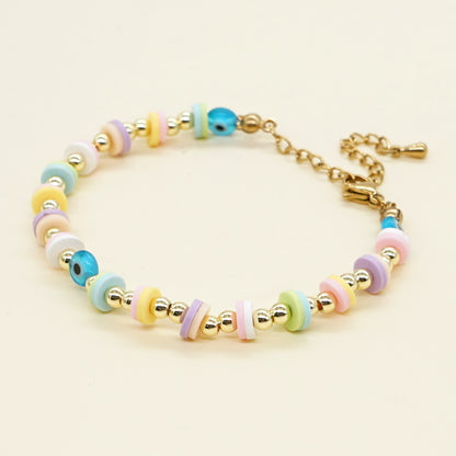 Cute Heart Shape Smiley Face Flower Freshwater Pearl Soft Clay Beaded Bracelets