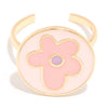 Sweet Flower Copper Enamel Plating 18k Gold Plated Open Ring