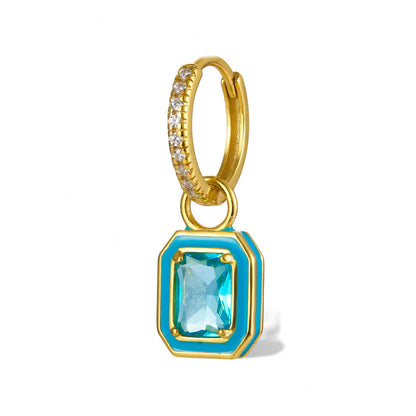 1 Piece Simple Style Classic Style Square Plating Inlay Sterling Silver Zircon 18k Gold Plated Drop Earrings