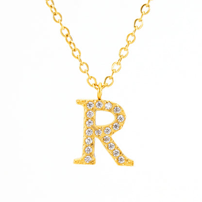 Casual Commute Letter Stainless Steel Plating Inlay Rhinestones 18k Gold Plated Pendant Necklace