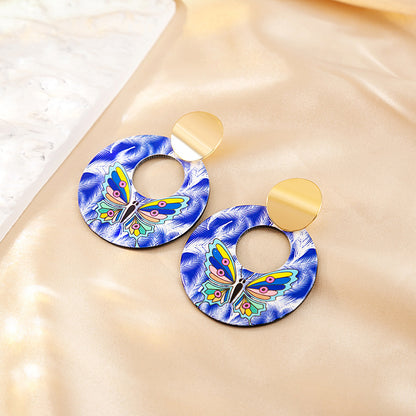 Casual Ethnic Style Round Heart Shape Flower Arylic Plating Women's Drop Earrings