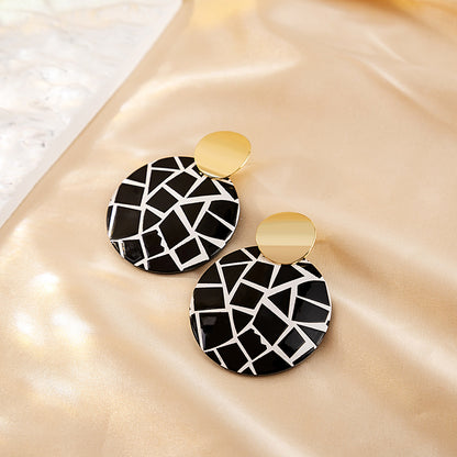 Casual Ethnic Style Round Heart Shape Flower Arylic Plating Women's Drop Earrings