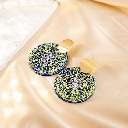 Casual Ethnic Style Round Heart Shape Flower Arylic Plating Women's Drop Earrings