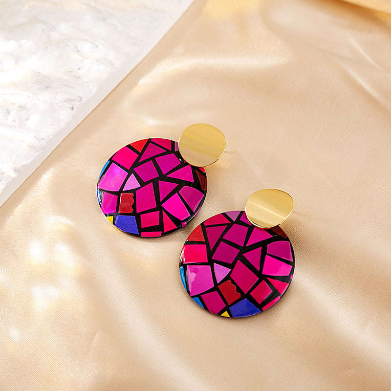 Casual Ethnic Style Round Heart Shape Flower Arylic Plating Women's Drop Earrings