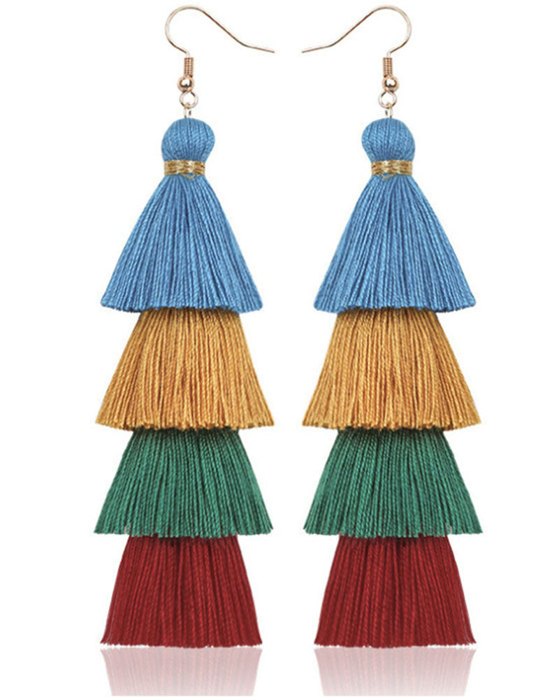 Casual Color Block Alloy Tassel Women's Drop Earrings