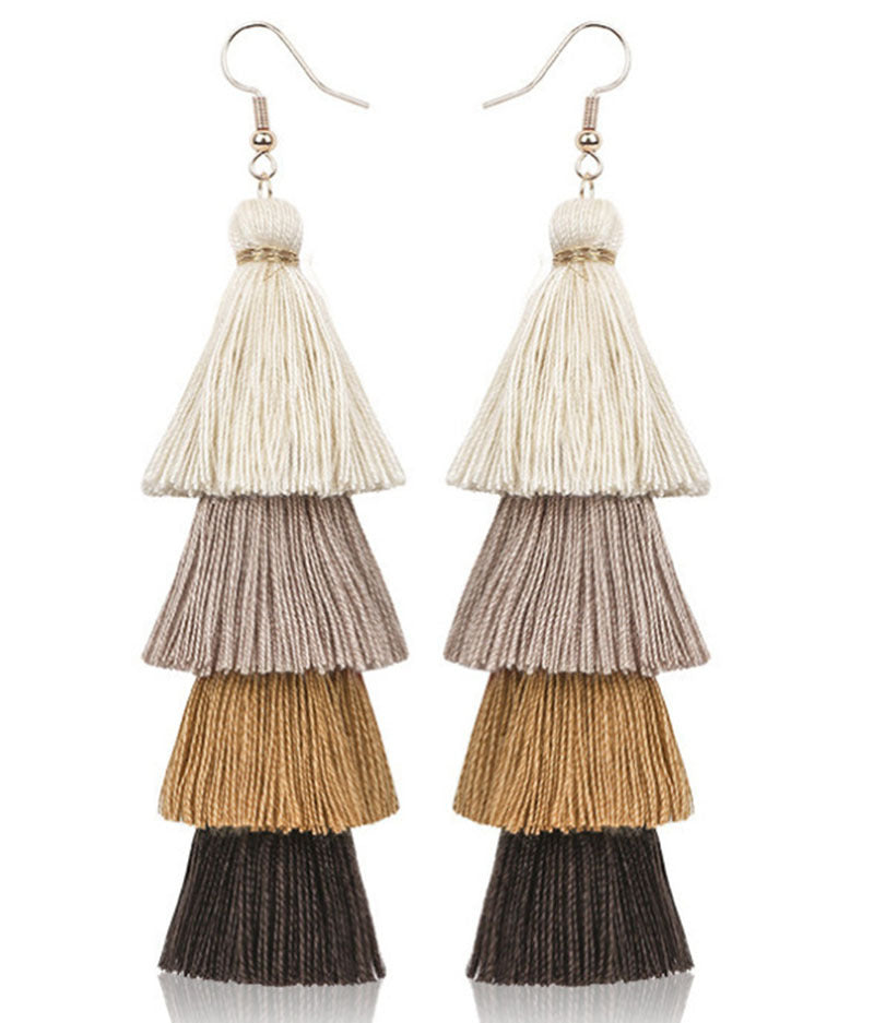 Casual Color Block Alloy Tassel Women's Drop Earrings