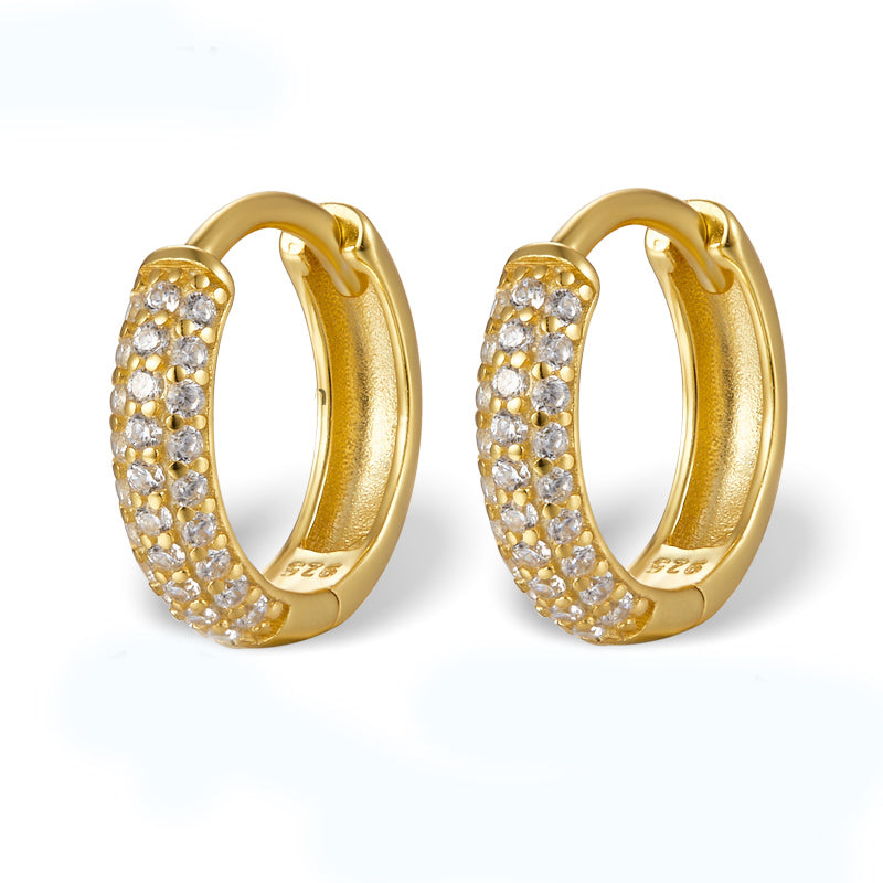 1 Pair Elegant Solid Color Plating Inlay Sterling Silver Zircon 18k Gold Plated White Gold Plated Earrings