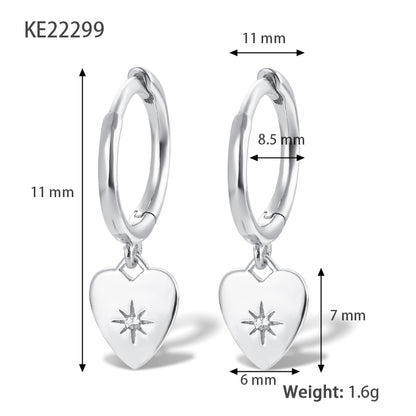 1 Pair Lady Classic Style Geometric Heart Shape Plating Inlay Sterling Silver Zircon 18k Gold Plated White Gold Plated Drop Earrings