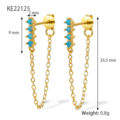 1 Pair Elegant Lady Geometric Plating Inlay Sterling Silver Zircon 18k Gold Plated White Gold Plated Drop Earrings