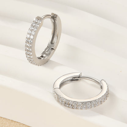 1 Pair Elegant Shiny Solid Color Plating Inlay Sterling Silver Zircon 18k Gold Plated White Gold Plated Hoop Earrings