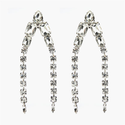 1 Pair Retro Solid Color Plating Inlay Alloy Rhinestones Drop Earrings