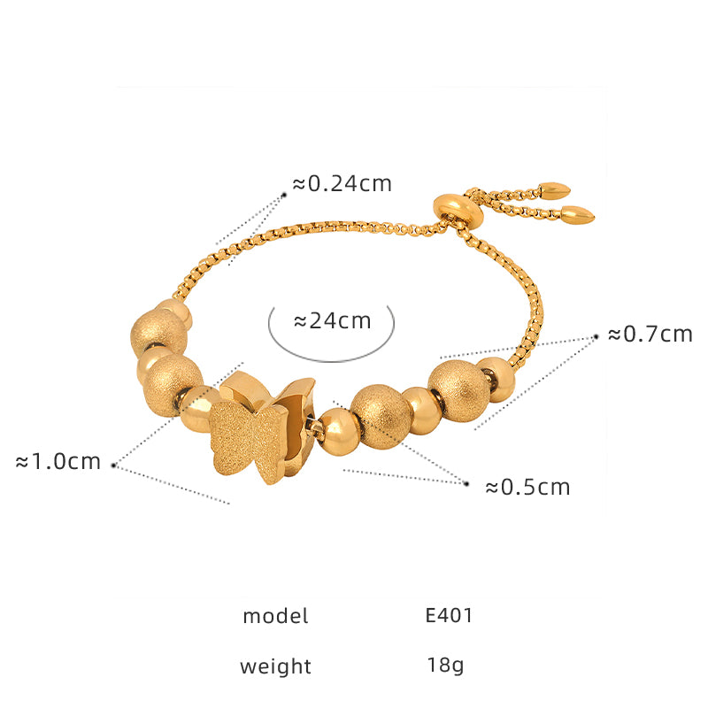 Elegant Luxurious Shiny Butterfly Titanium Steel Plating Inlay Zircon 18k Gold Plated Bracelets